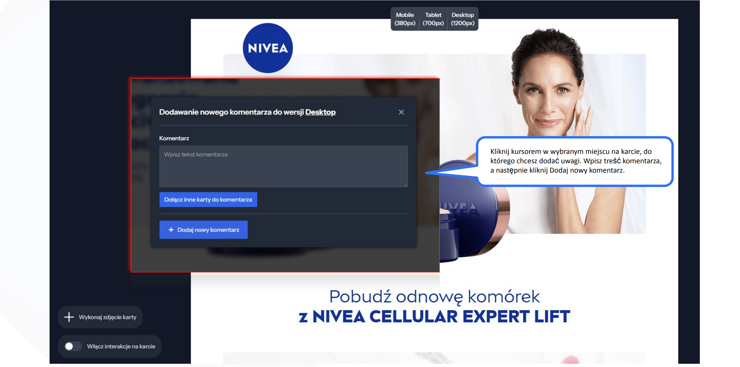 Card Comment App view