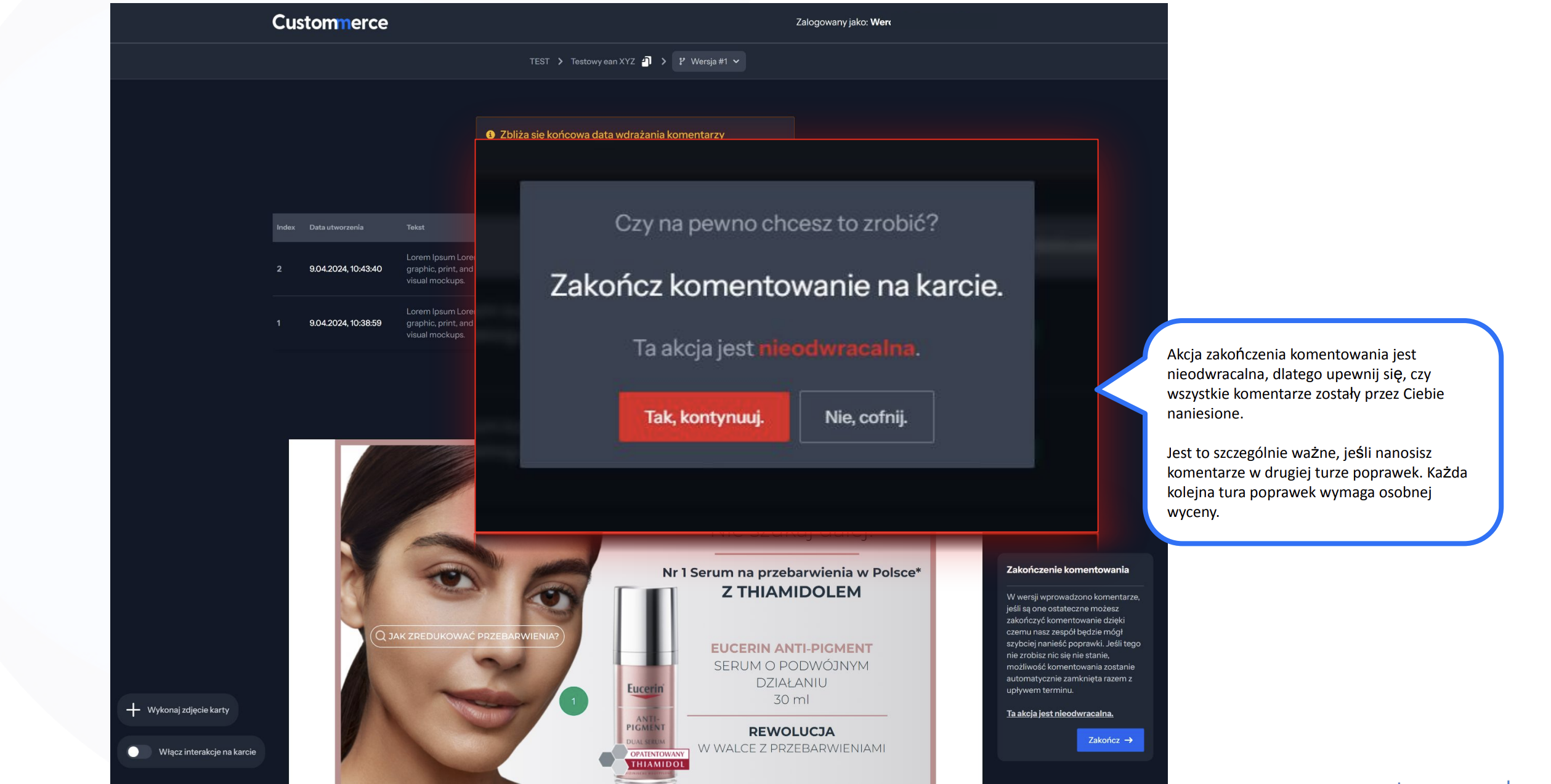 Card Comment App view
